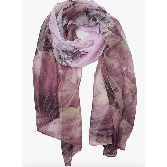 ***Your Smile Floral Lightweight Shawl Scarf Oversized Lavender Purple Womens OS - Picture 1 of 2